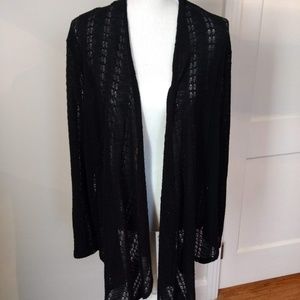 Black Open Front Lightweight Cardigan